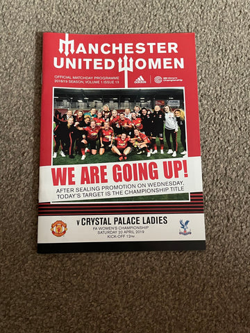 Manchester United Women- United Review v Crystal Palace FA Women’s Championship Programme