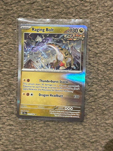 Pokemon Raging Bolt Holo Rare Card 111/142 Sv07: Stellar Crown
