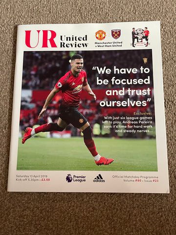 Manchester United - United Review v West Ham United Premier League Programme