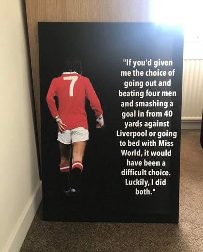 George Best MUFC Quote Canvas - A3 Size